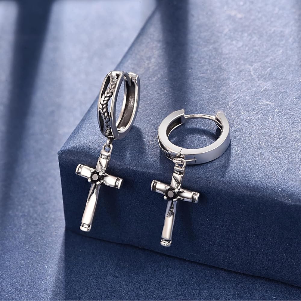 Occhio di Horus Ankh Orecchini Croce Uomo Donna Gioielli Argento sterling 925 - Aurora Tears