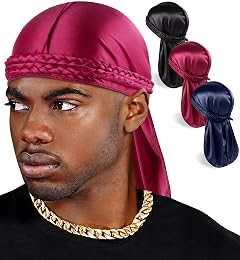 Babalet Durag for Men Women Silky Elastic Satin Dorag Maximum Wave Formation Ultra-Compression Breathable Fabric with Tails