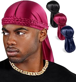 Babalet Durag for Men Women Silky Elastic Satin Dorag Maximum Wave Formation Ultra-Compression Breathable Fabric with Tails