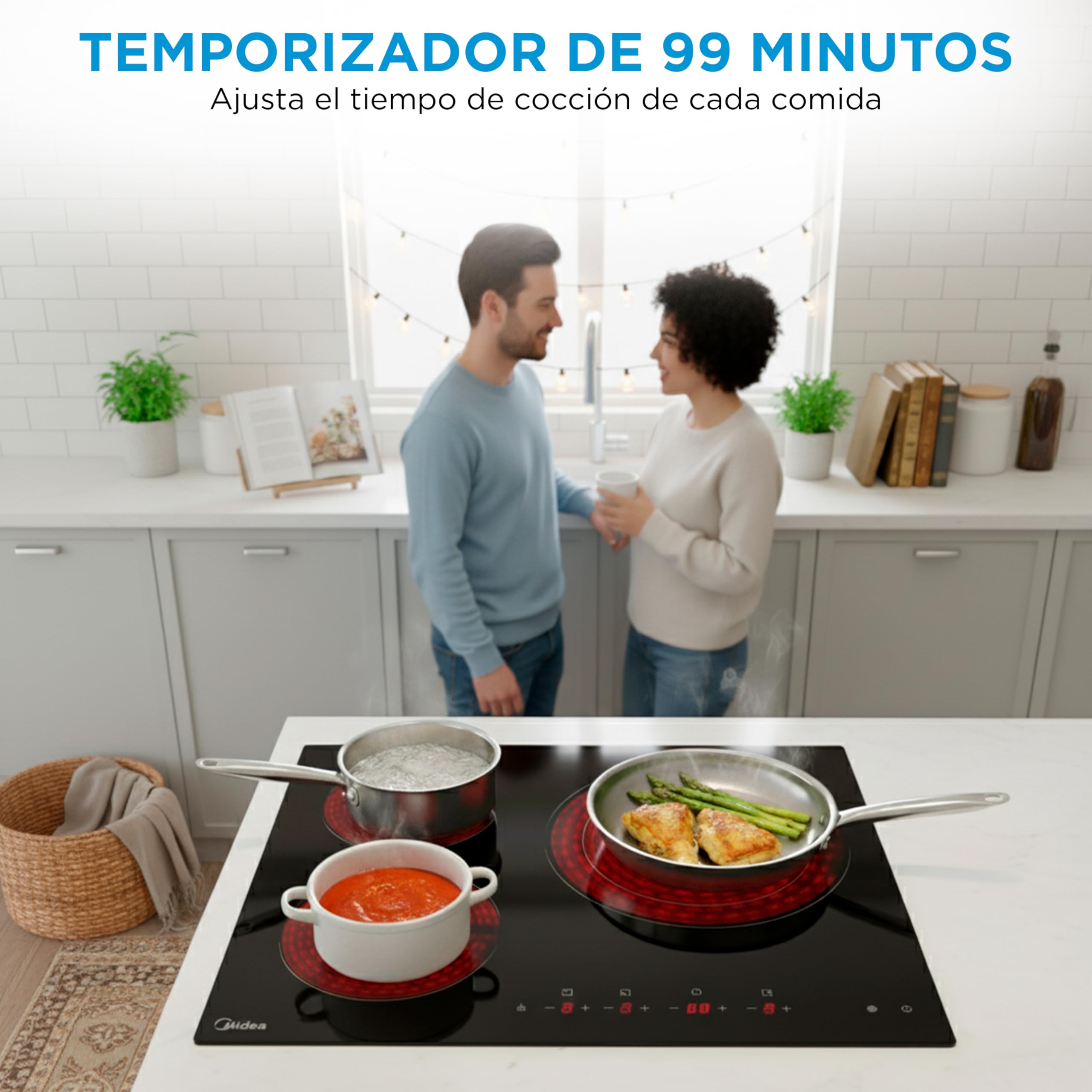 MIDEA Placa Vitroceramica 3 fuegos 6200 W - Vitroceramica Integrada con Panel de control tactil, Indicador de Luz, Temporizador, Child lock y Protección por Sobrecalentamiento — view 6