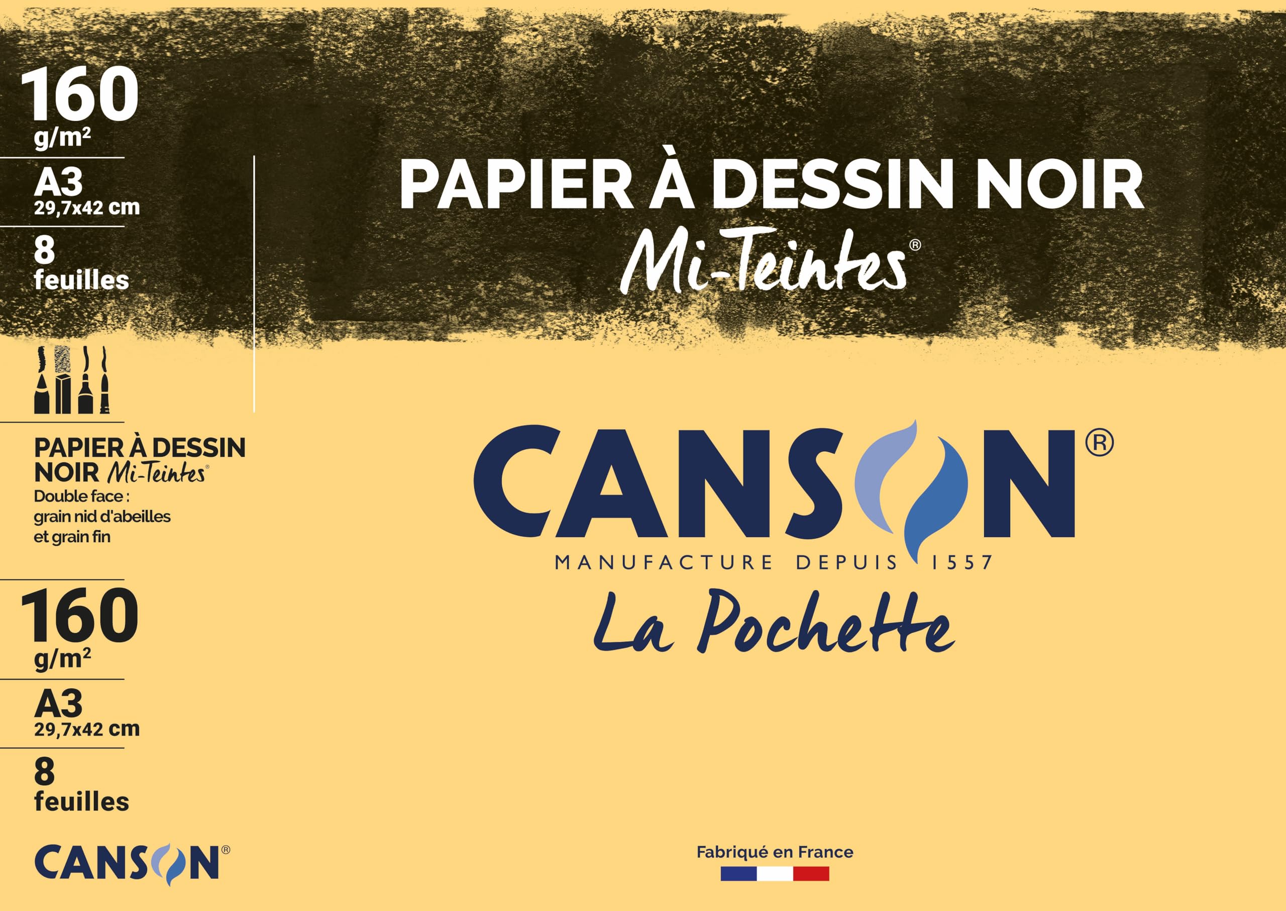 Canson Mi-Teintes Drawing Paper 8 Sheets A3-29.7 x 42 cm A3-29,7 x 42 cm Black