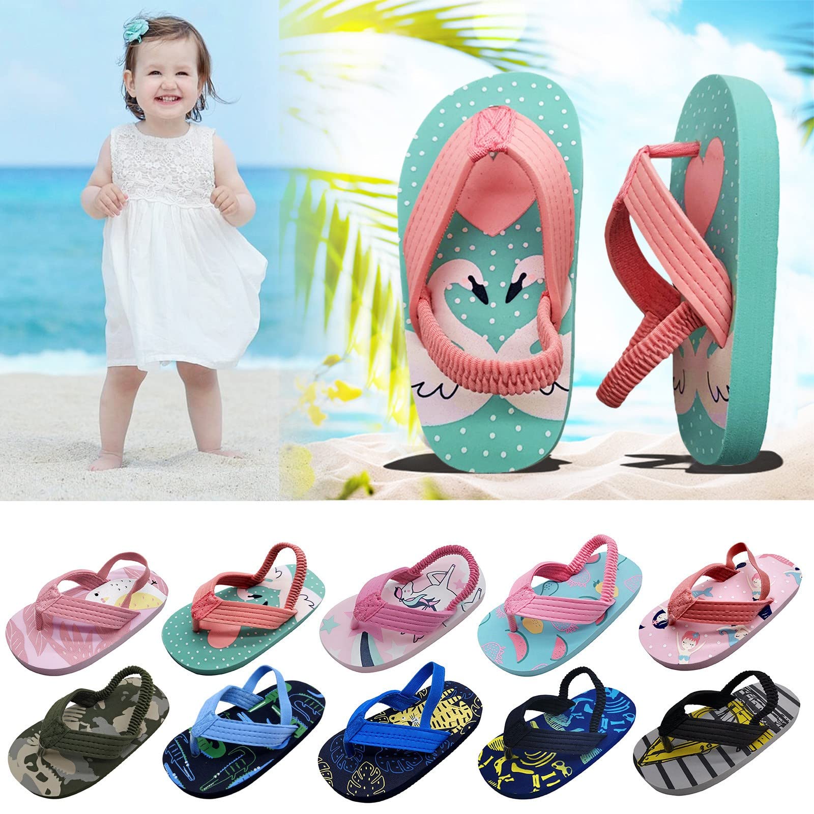 Sandales Enfant Fille et Garçons Tongs pour Bébé Fille et Garçons pour la Plage et D'été Douces et Mignon Sandales Chaussures Classiques et Légères