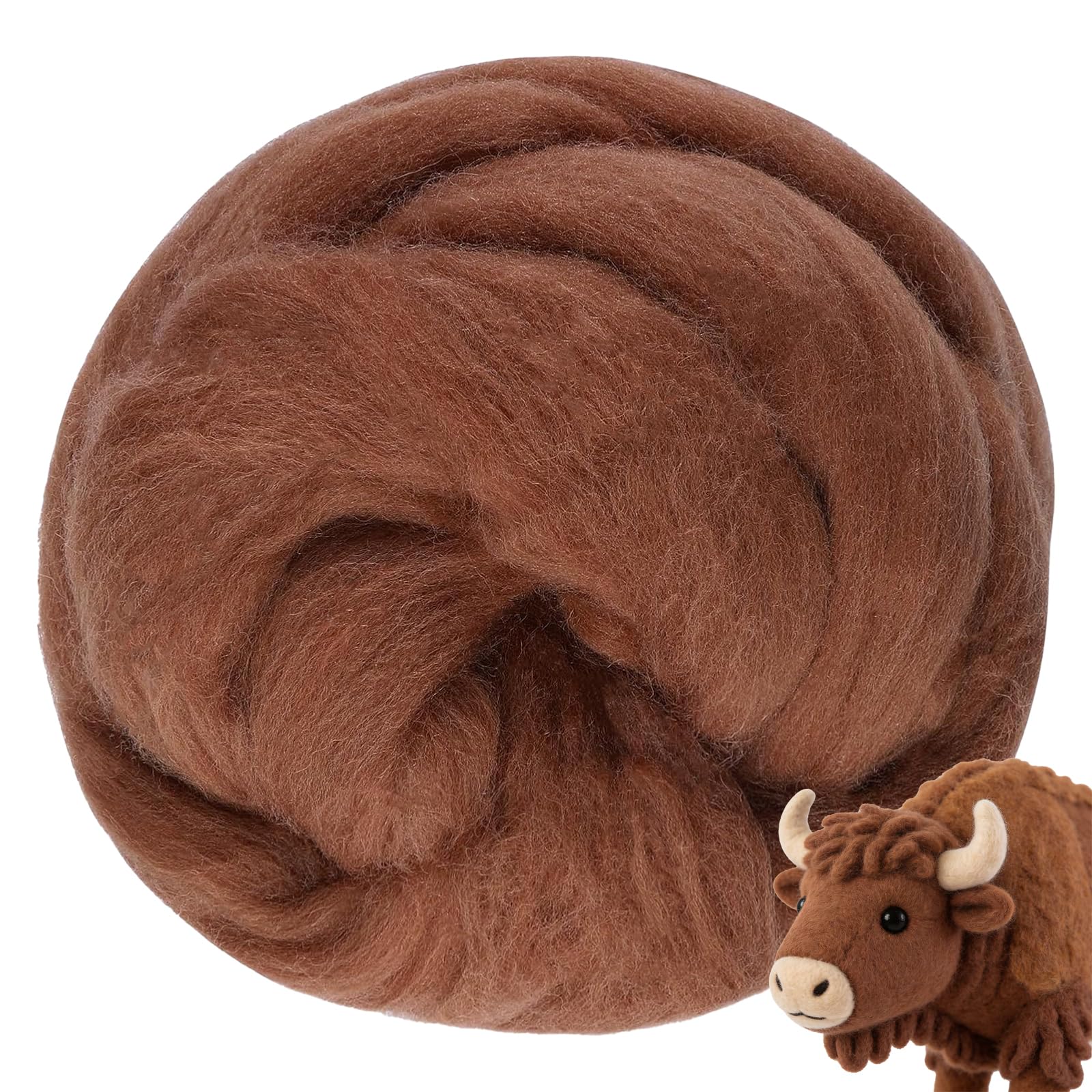 FYANER Felting Wool, Needle Felting Wool, 3.5oz Black Needle Felting Wool Roving for Needle Felting, Wet Felting, Spinning & Tapestry DIY (Brown Beige)