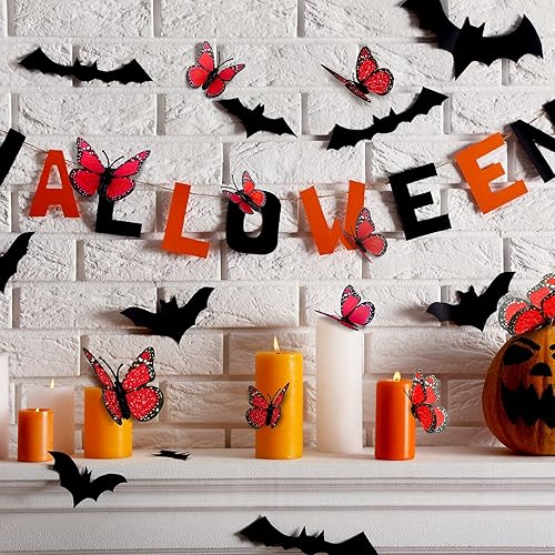 Miniatura 10 de Decoración de pared de mariposa de Halloween de 4 tamaños, decoración de pared de mariposa monarca artificial, decoración de mariposa monarca 3D,