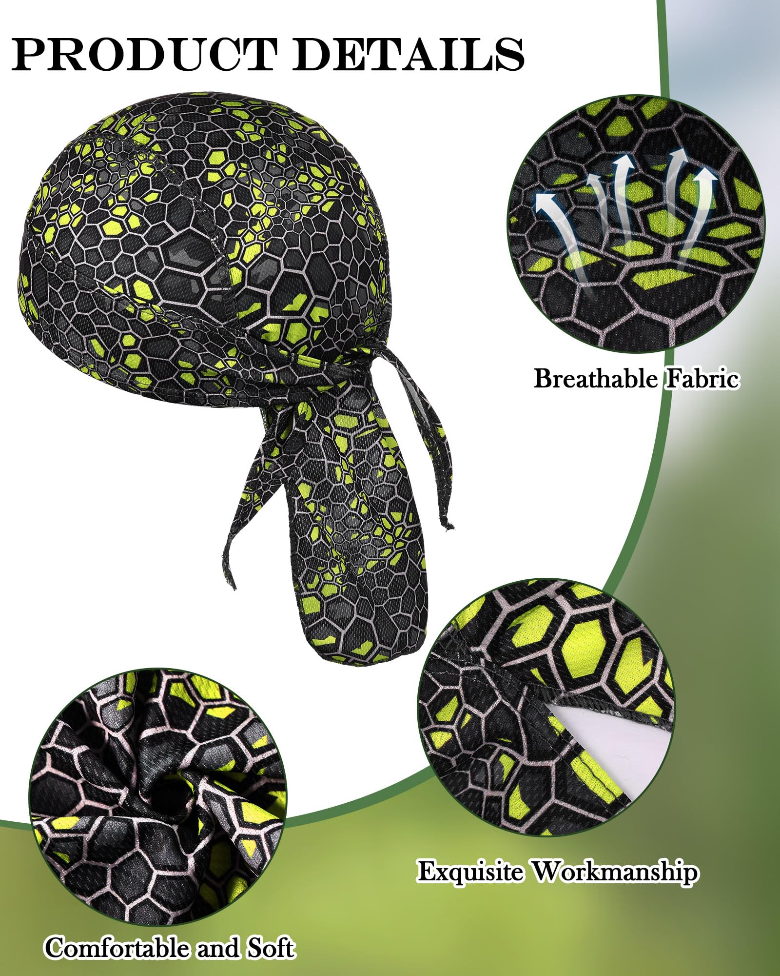 Foaincore Paquete de 8 gorras de calavera Do Rag para hombre, absorbe el sudor, trapos Doo Trapos refrescantes, forro de casco de ciclismo, motocicleta, bandana, Como se muestra en la imagen, 2