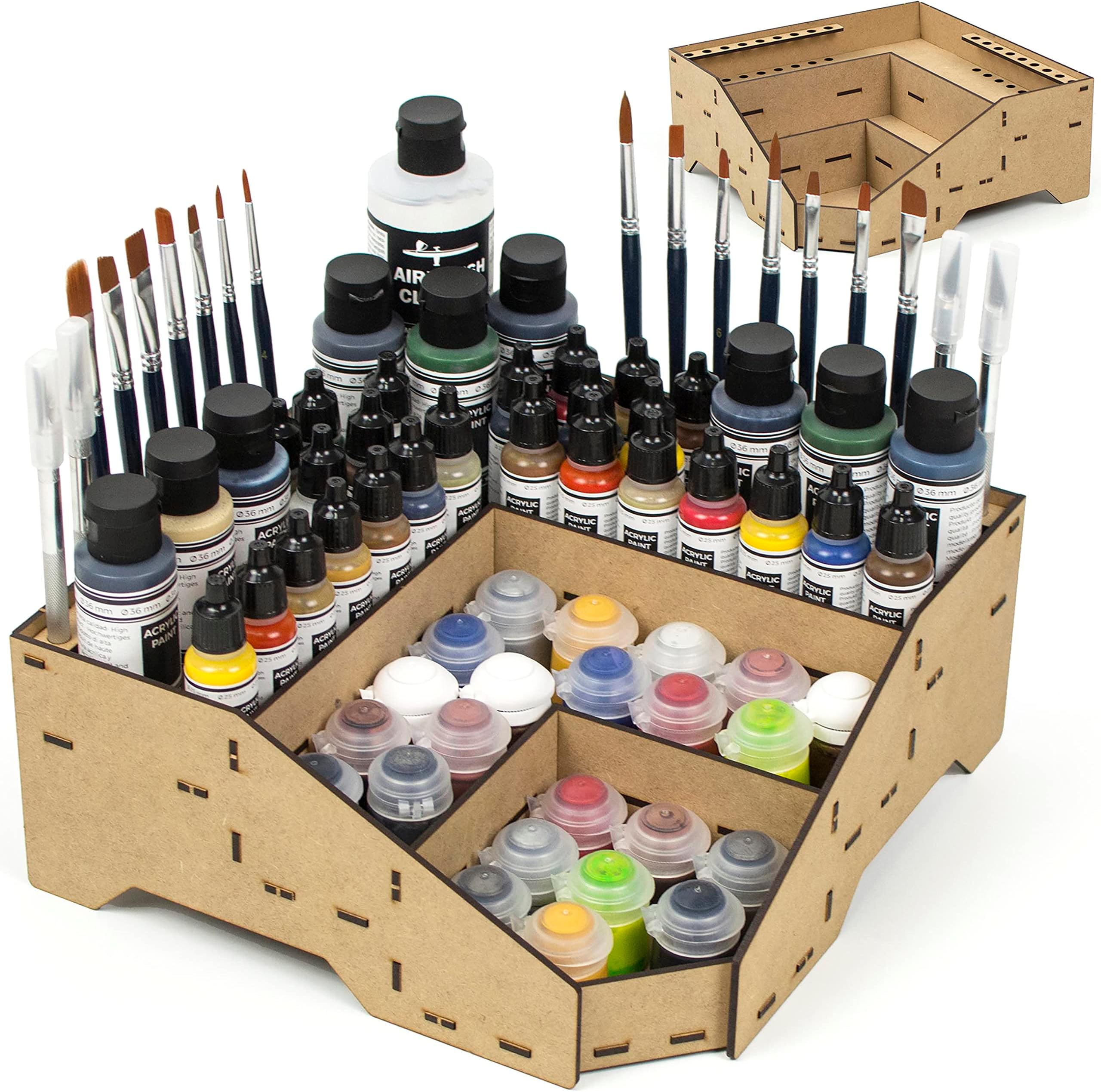 Paint Rack Stand, Tabletop Citadel Vallejo Colour Storage Organiser for Hobby Zone Brush Station Model Building Tools (Model D)