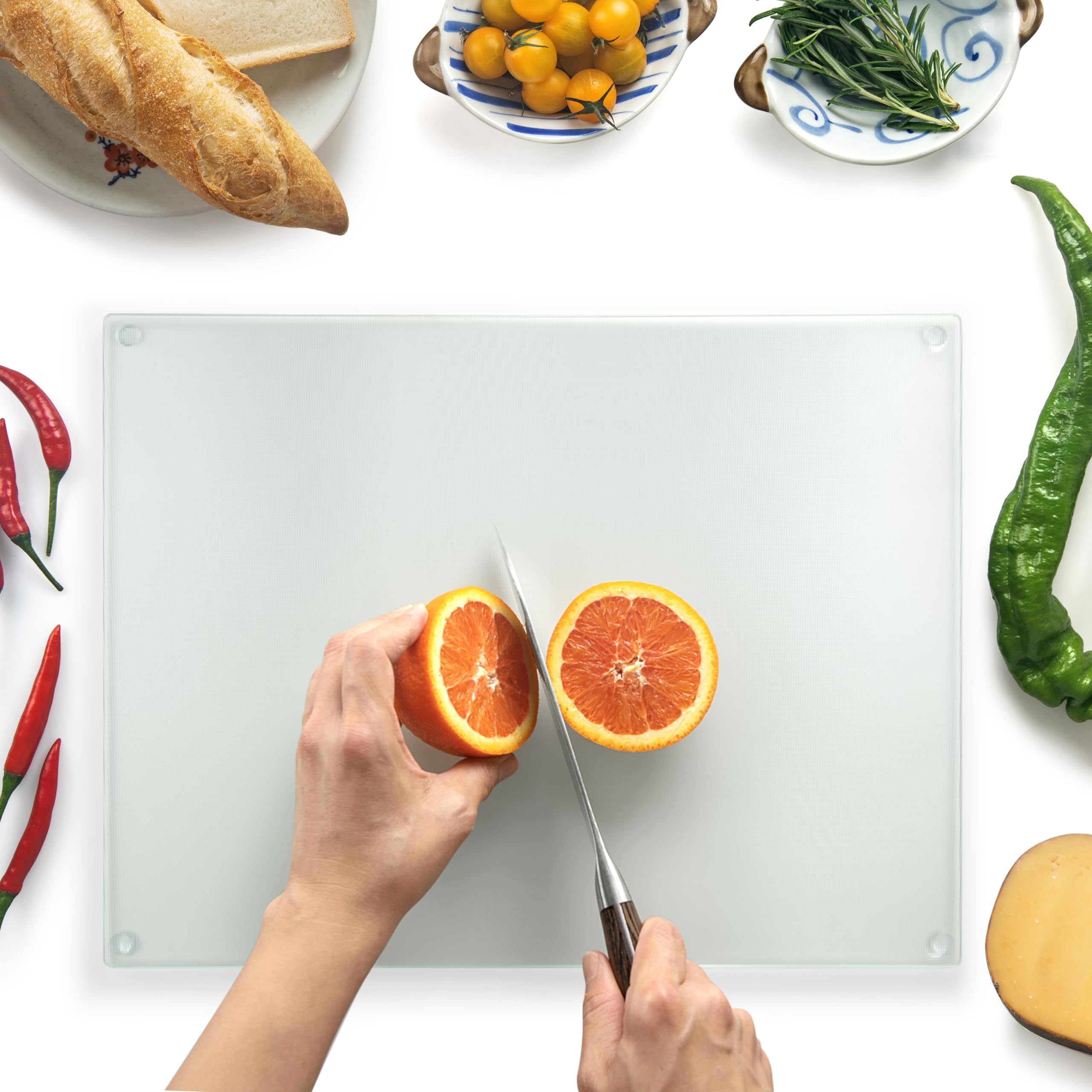 Kitchenville Glass Cutting Board 16"x12": Tempered Glass Kitchen Counter Protector - Durable- Scratch-Resistant, Heat-Proof - Design 6 - Woven