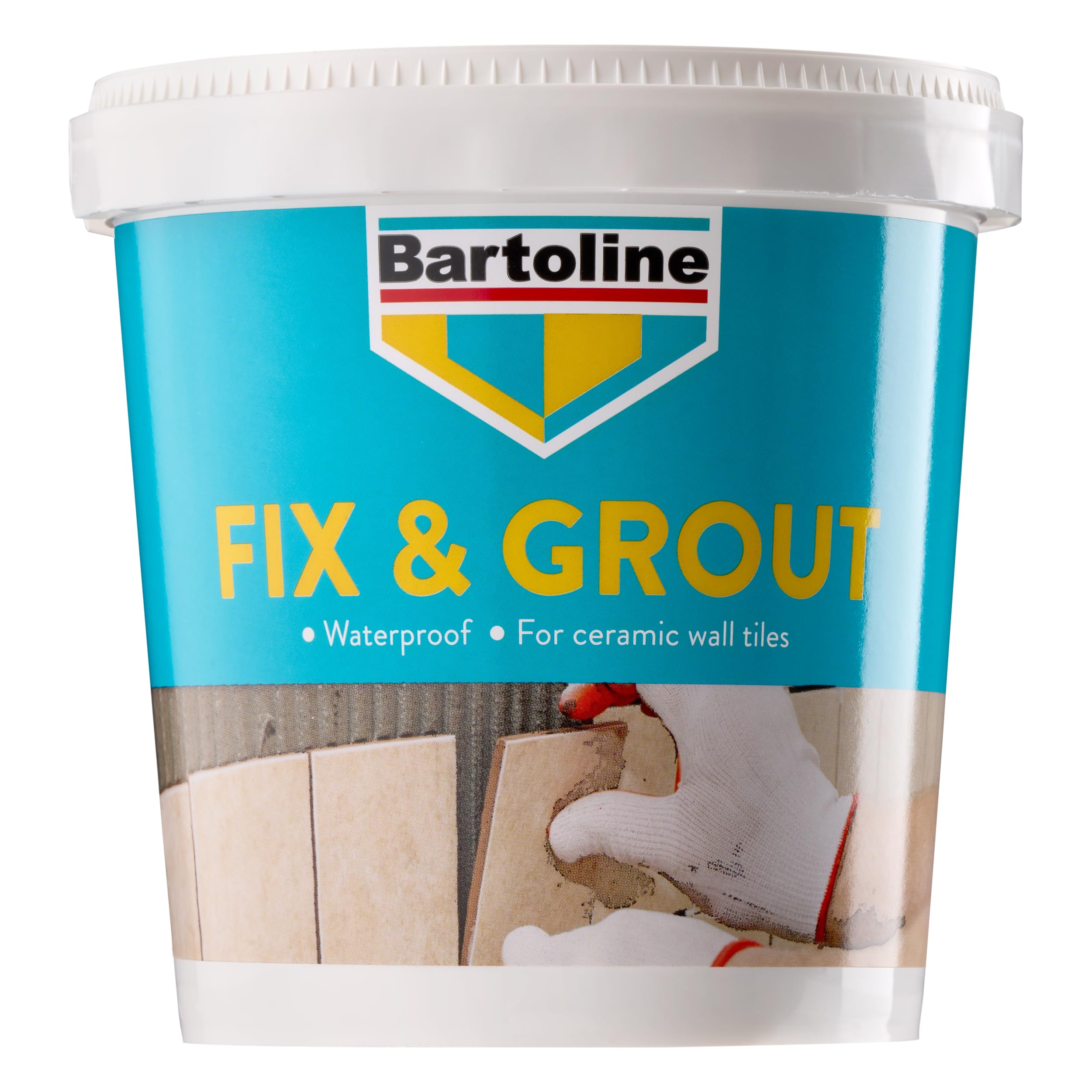 Fix and Grout Tile Adhesive 1kg, Ready-Mixed, Waterproof and Super White, for Walls, Bathrooms and Showers