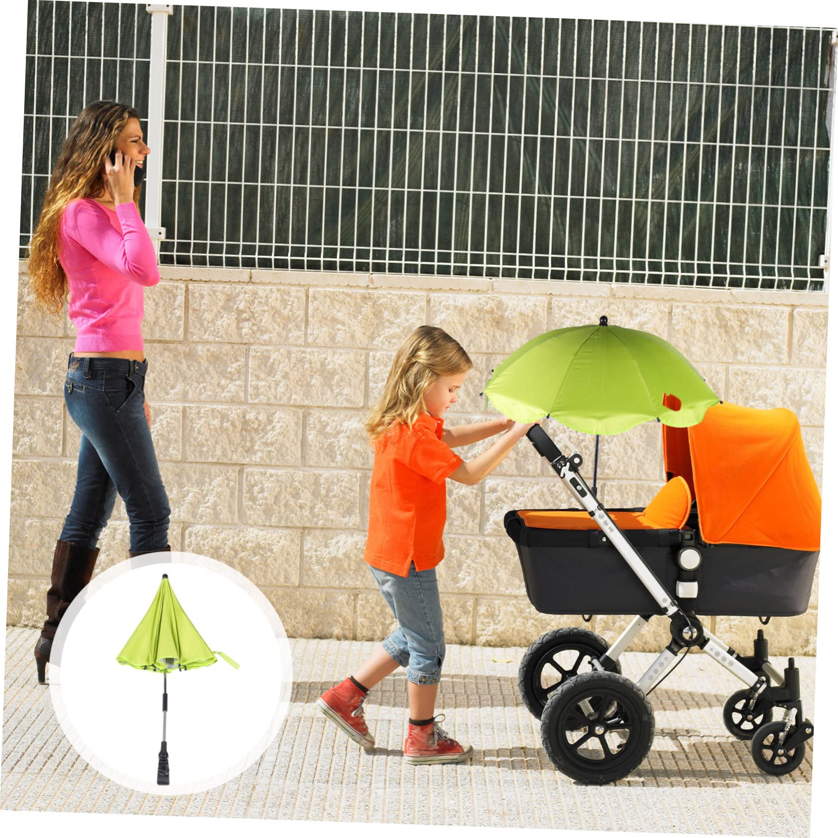 2stücke Stroller Umbrella Mit Uv-schutz Abnehmbare Sonnenschutzschirm Für Kinderwagen Verstellbare Halterung Und Passend Für Modelle
