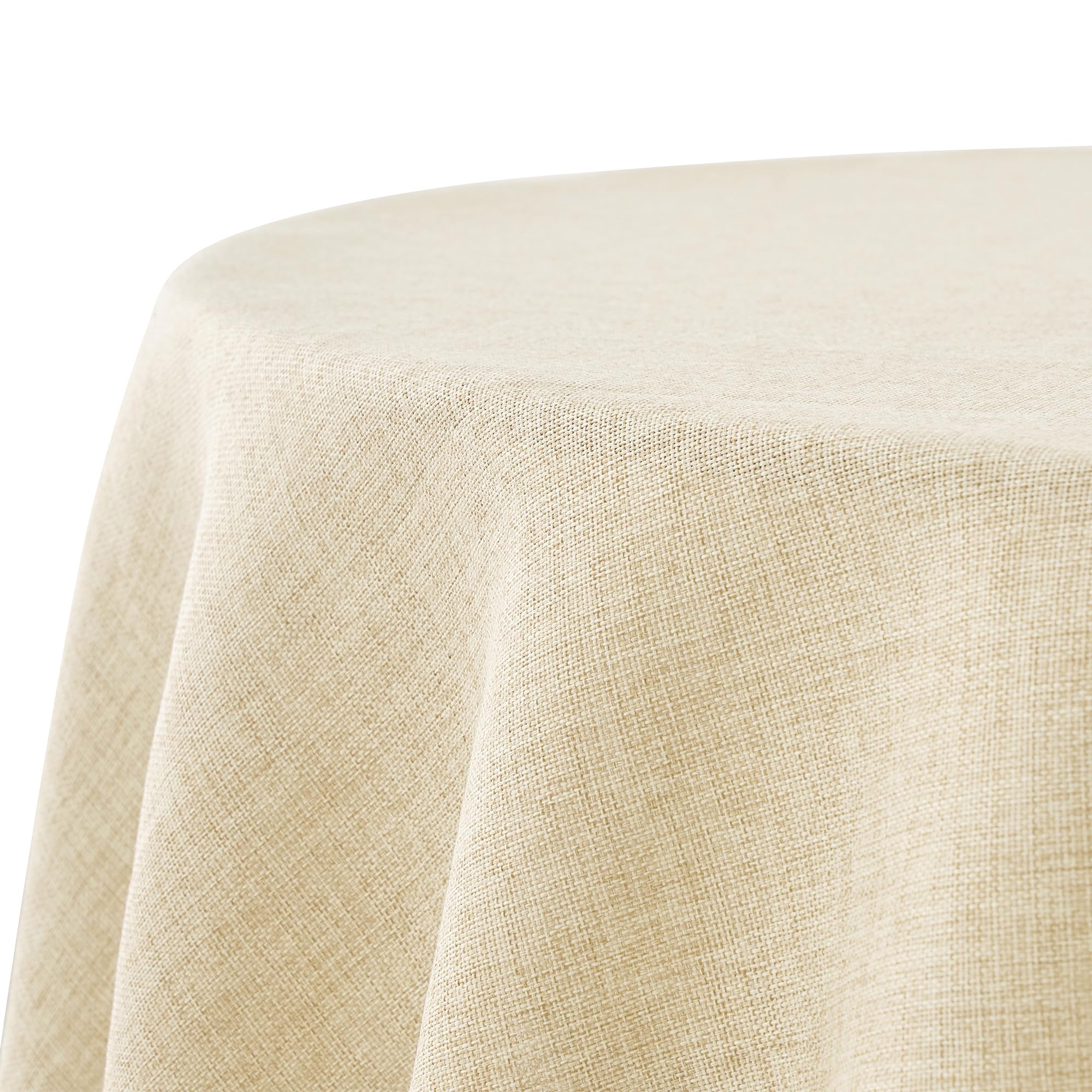 Nappe anti tache beige naturel effet lin Decomira nappe ronde 160 cm lavable