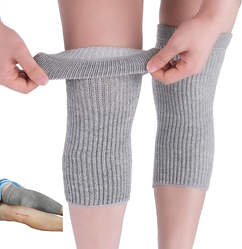 Rodilleras elásticas de algodón, para mujeres, hombres, mejora de la circulación y alivio del dolor articular para artritis de rodillas, hilo de
