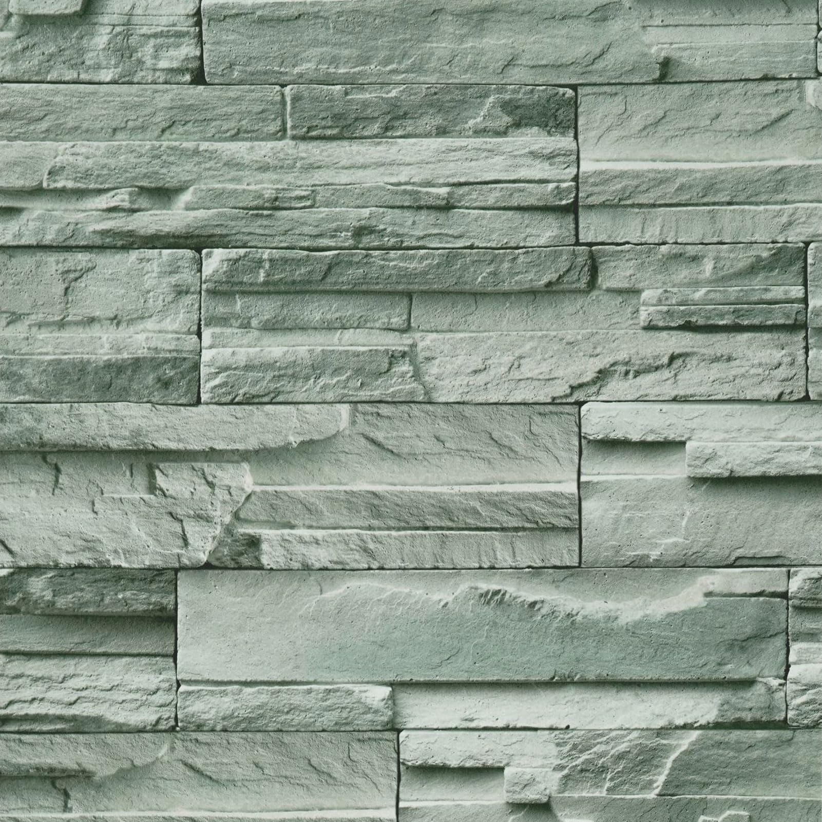 Yullpaper Teal Stone Peel and Stick Wallpaper Self Adhesive Vinyl Wrap Roll