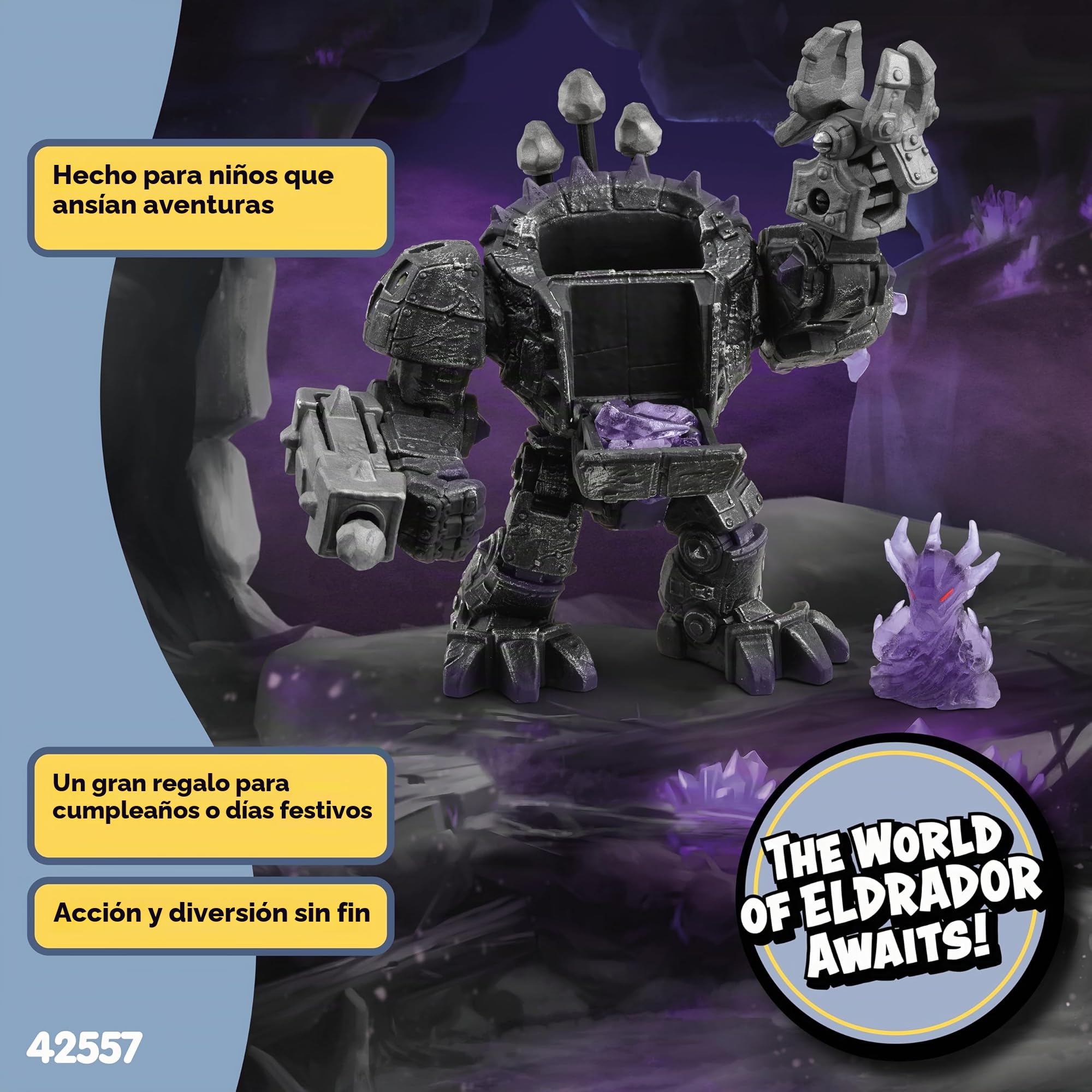 Schleich ELDRADOR Creatures | Gran Robot de Sombra con Minicriatura 42557 | Juguete articulado con función de Disparo, Compartimento Secreto y Accesorios | A Partir de 7 años | 17 Piezas | Juego ELDRADOR con función de disparo, torso giratorio y tapa secr