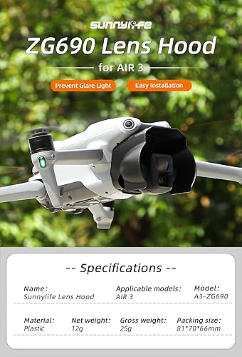 Miniatura 7 de Protector de la lente para DJI AIR 3 parasol antirreflejo de la cubierta solar Accesorios Cámara Len protector de la capilla del cardán cubierta
