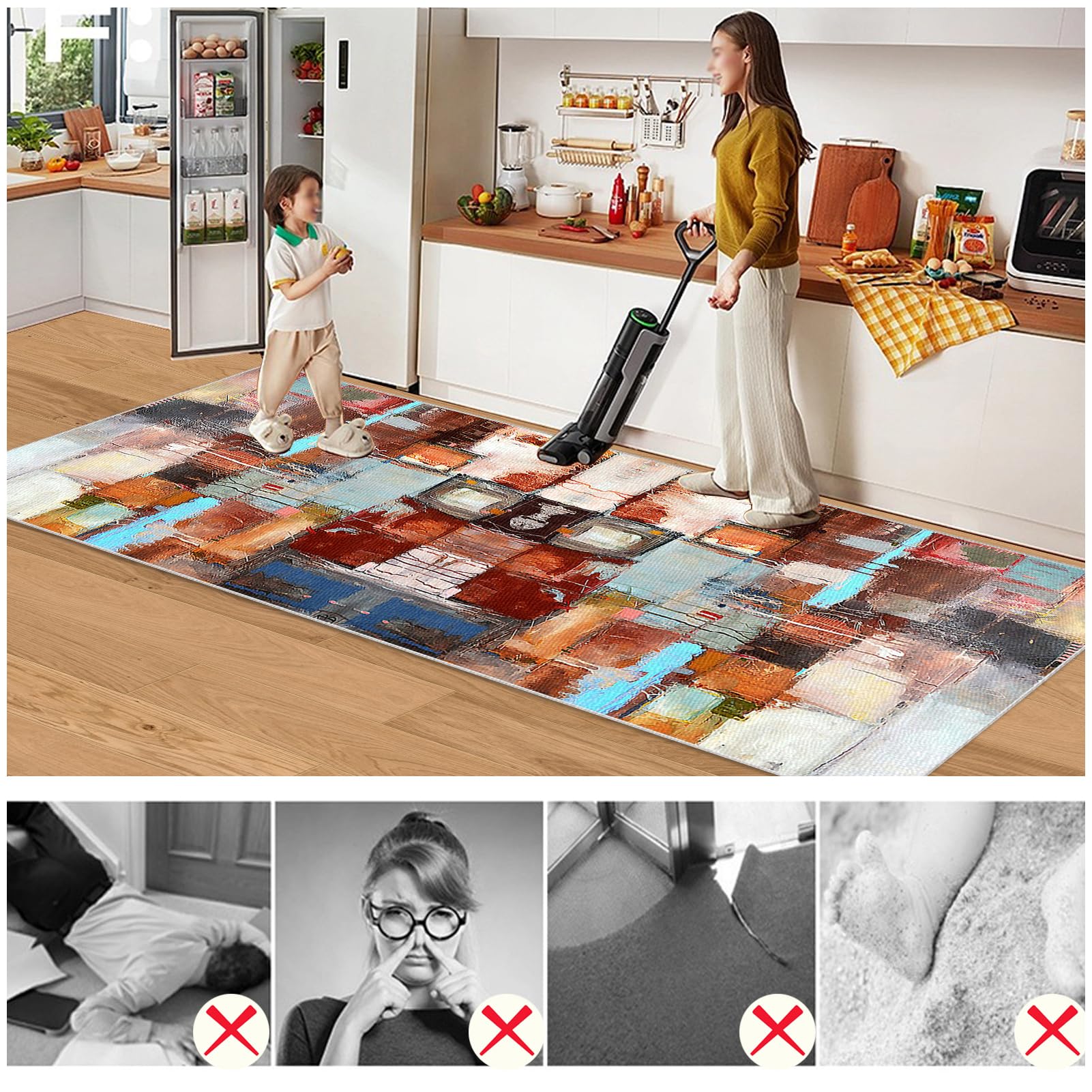 Chodnik, dywan na korytarz, 120 x 300 cm, antypoślizgowy, dywan do kuchni, kuchni, nadaje się do prania, chodnik do przedpokoju, sypialni, salonu, wejścia