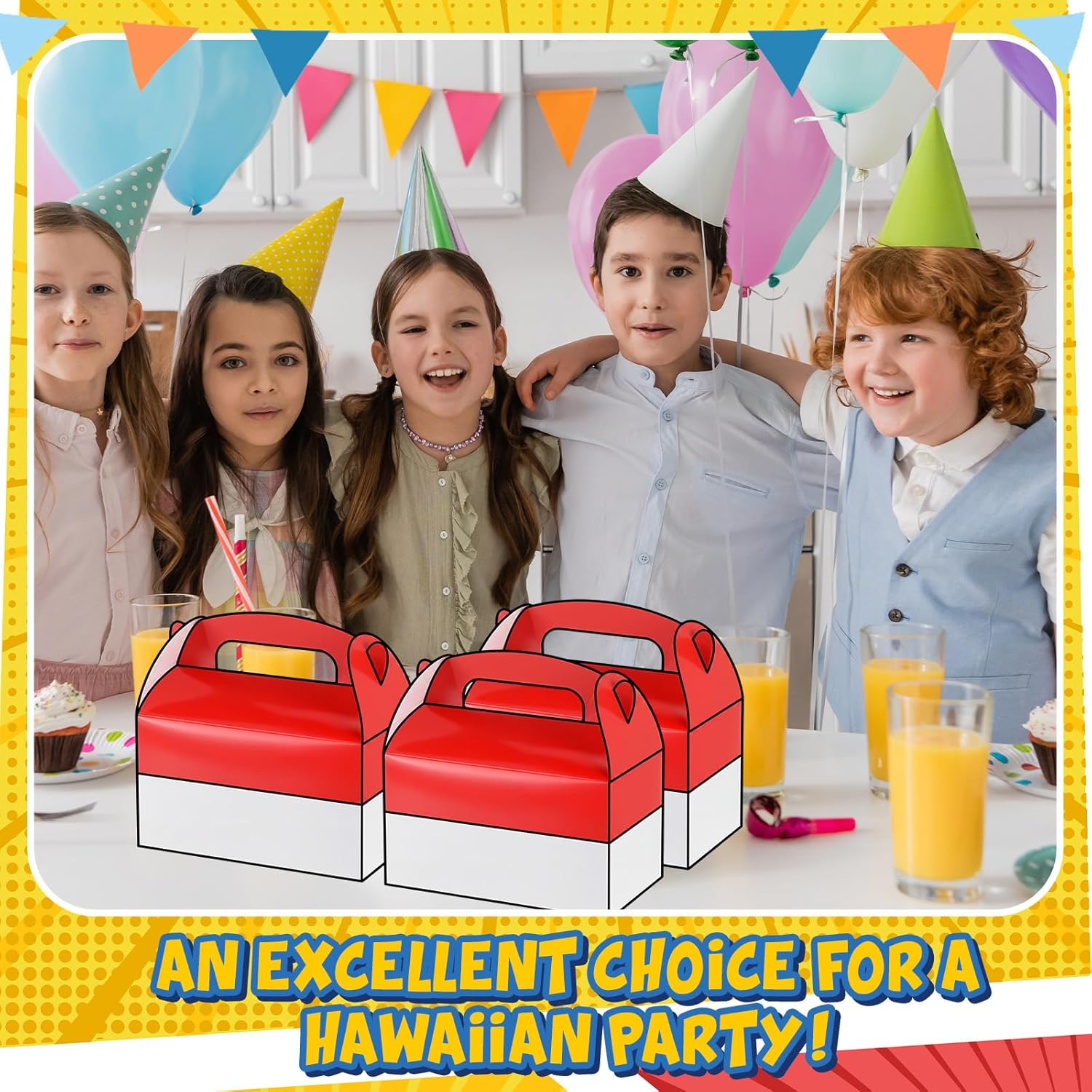 Marspark 24 Pack Red and White Anime Birthday Party Supplies, Paper Gift Boxes, Cartoon Candy Treat Boxes for Anime Themed Birthday Party Decorations(Red and White Pattern) - Image 2