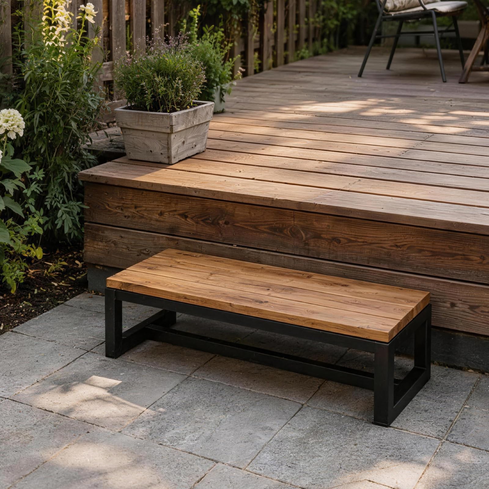 1-stufige Treppenwangen für den Außenbereich, Rahmen aus verzinktem Stahl – hochbelastbare, freistehende Stufen für Gärten und Terrassen (100cm)