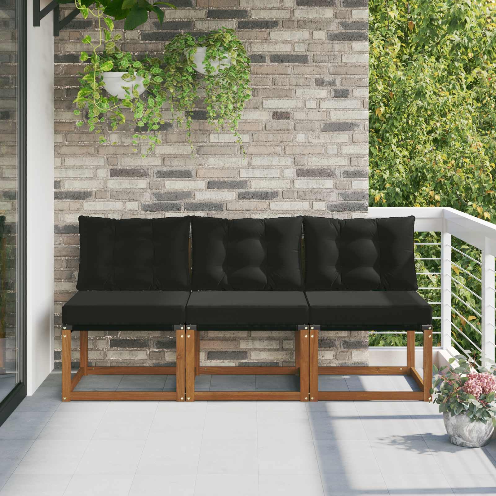 Canapés de jardin avec coussins banquette acacia extérieur
