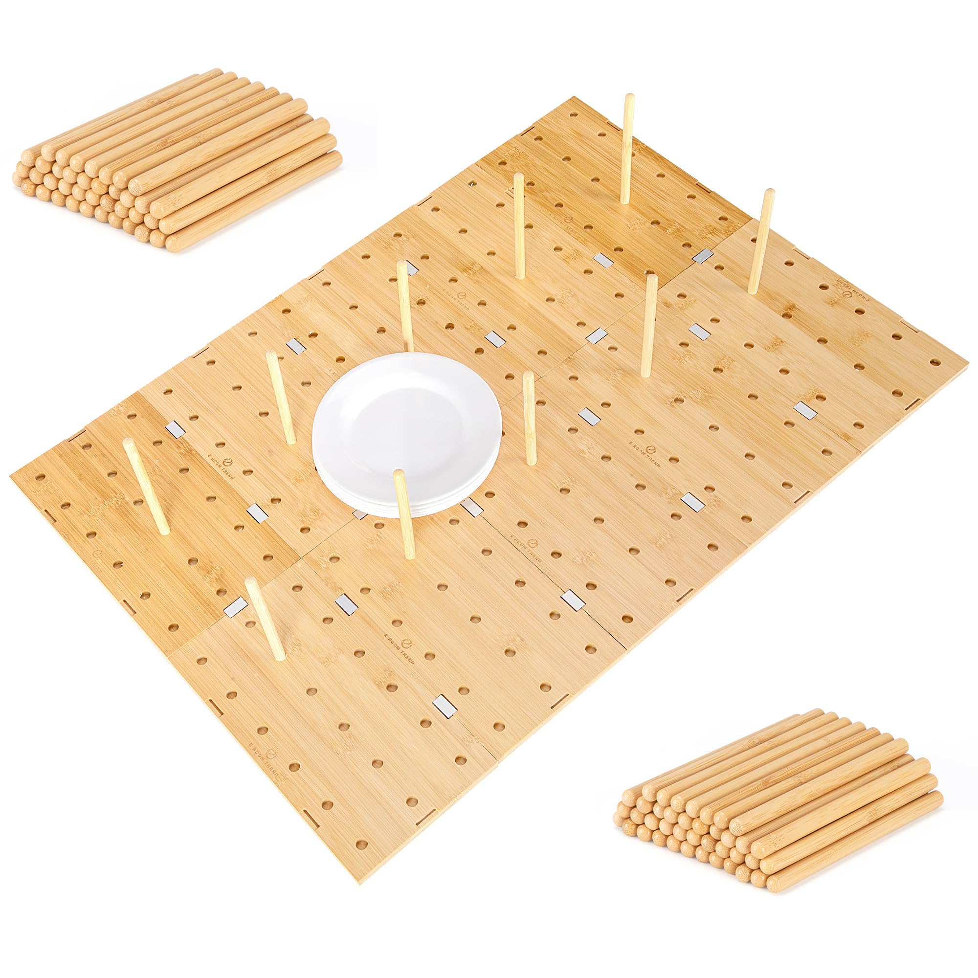 E-ROOM TREND Peg Board Drawer Organizer for Kitchen (30 * 21 inch) | Kitchen Drawer Organizers for Dishes Plates Bowls Condiment Spice | Pegboard