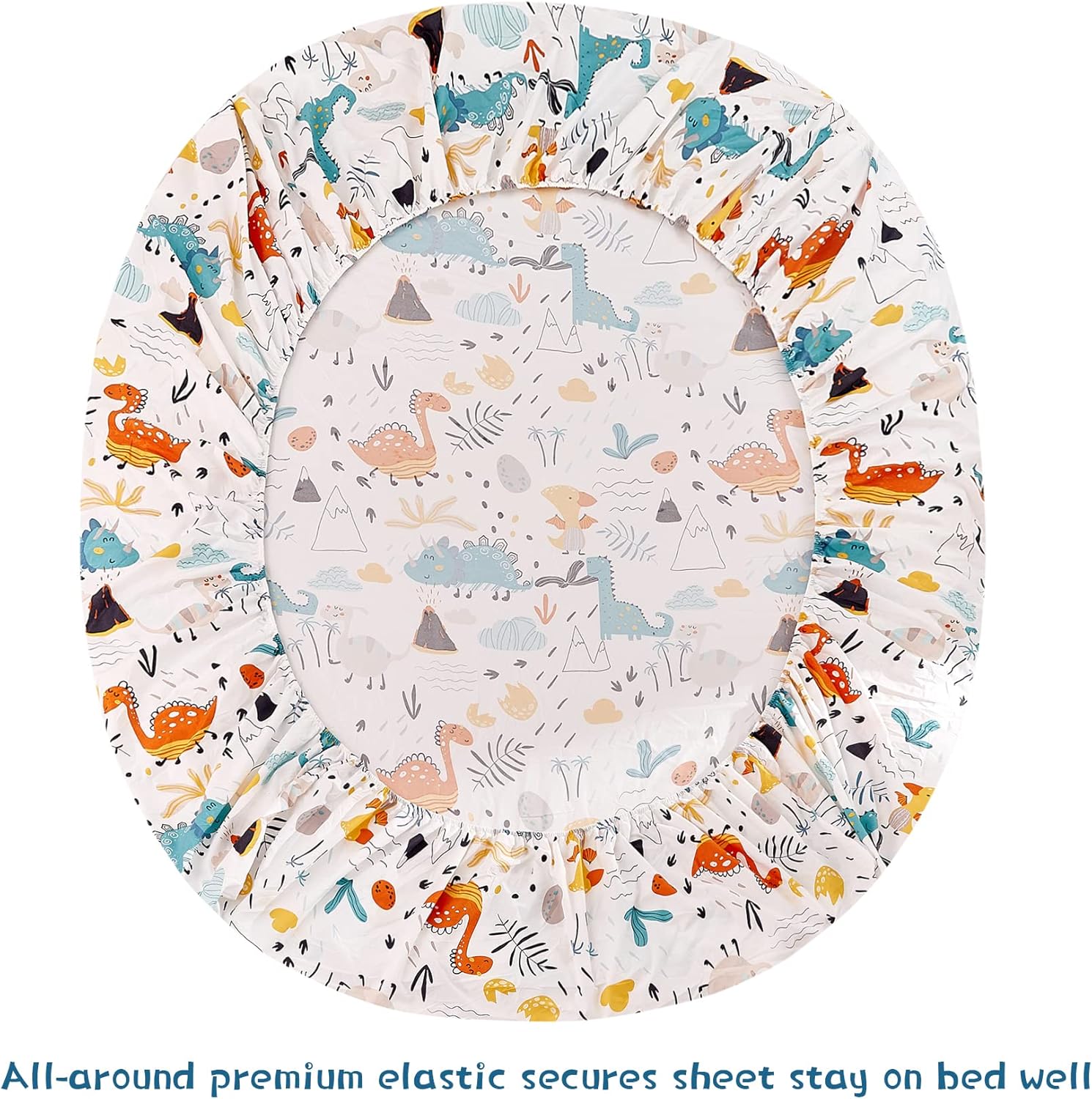 JSD Kids Dinosaur Sheet Set Twin Size, 3 Piece Soft Printed Microfiber Bed Sheets for Boys Girls Deep Pocket