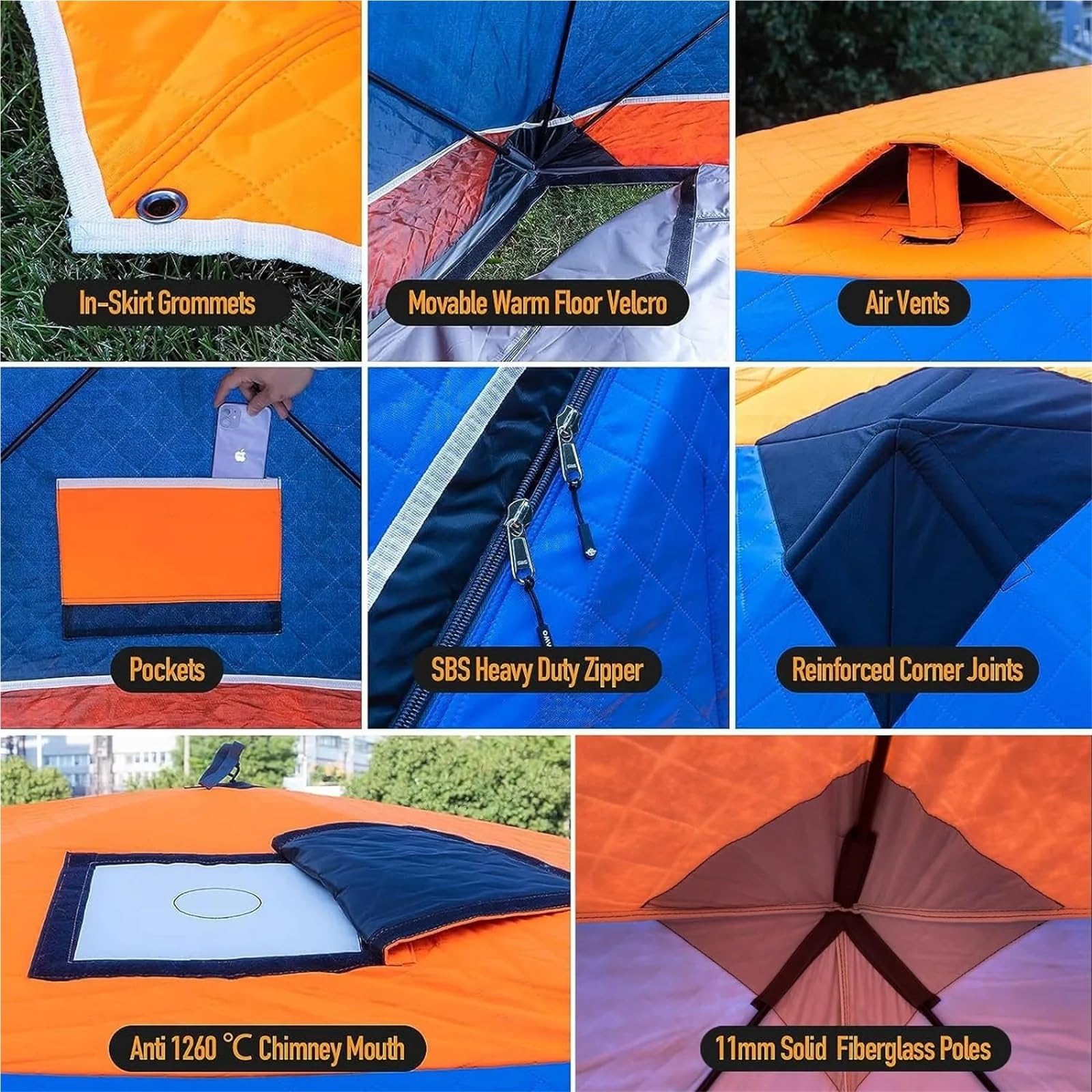 Tenda carpfishing Riparo isolato for la pesca sul ghiaccio, Tende da campeggio invernale, for 8-10 persone