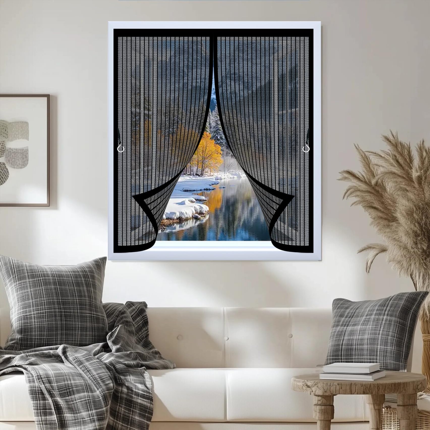 Moustiquaire fenêtre 155 x 100 anti moustique rideau aimanté maille fine noir