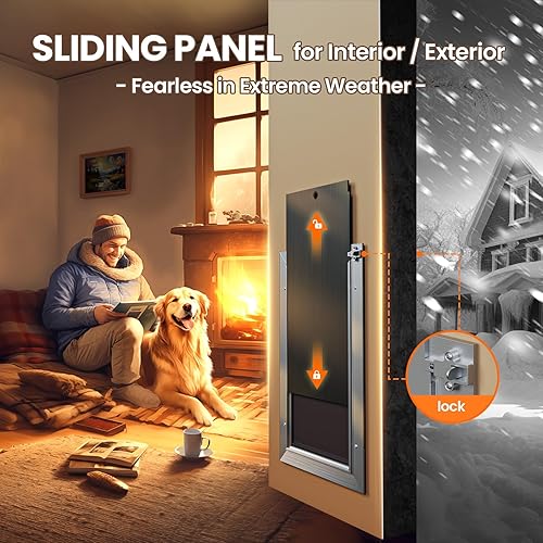 Miniatura 4 de Puerta de gato para pared, puerta pequeña para mascotas, puerta resistente para perros, marco de aluminio, 2 solapas magnéticas, eficiencia