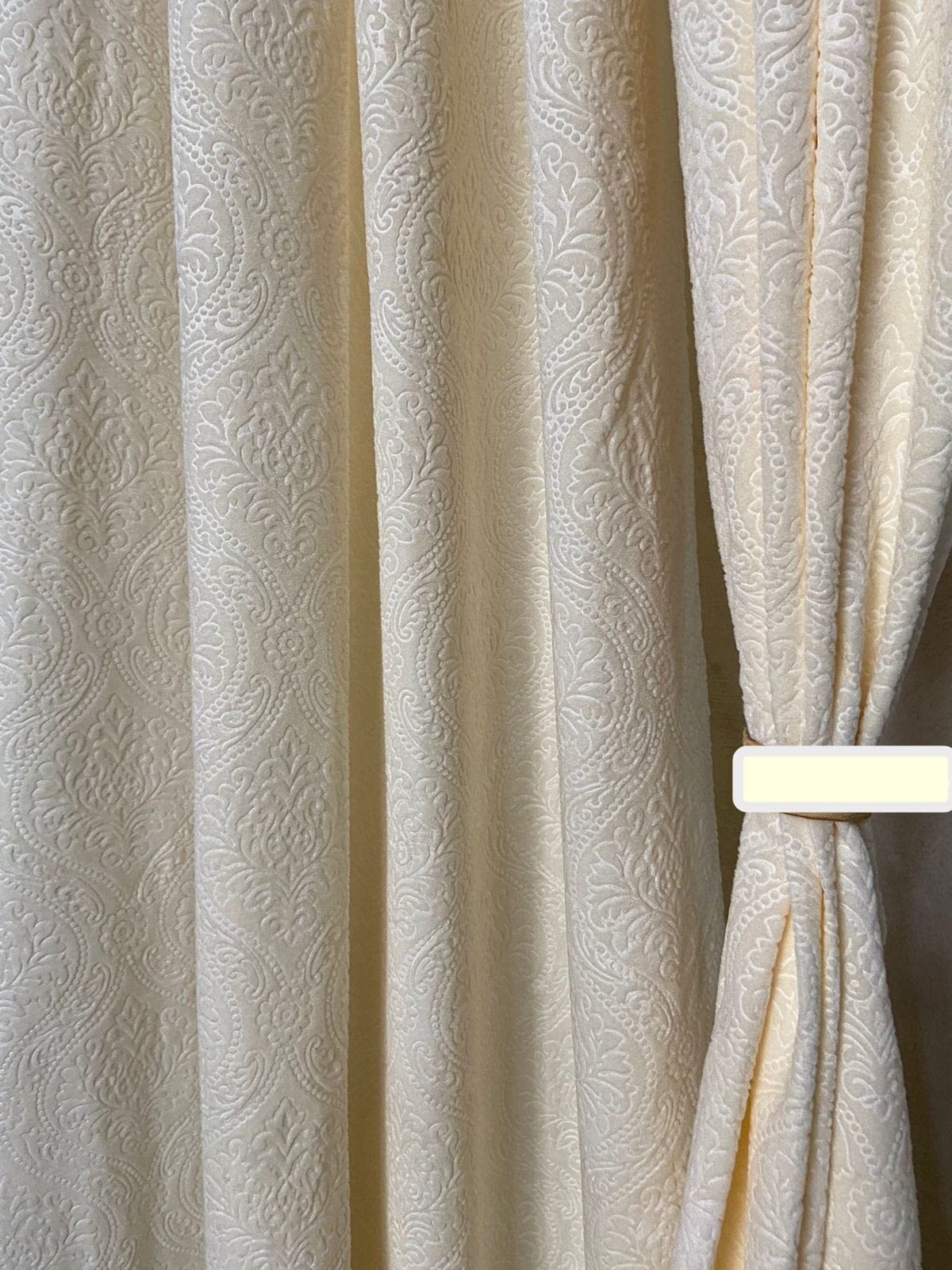 OuTVEEN Velvet Emboss Floral Design Room Darkening Single Pecs Curtain (Cream Color) (4 x 5 Feet Window Size) (B09Q92WCGH) Amazon Price History, Amazon Price Tracker