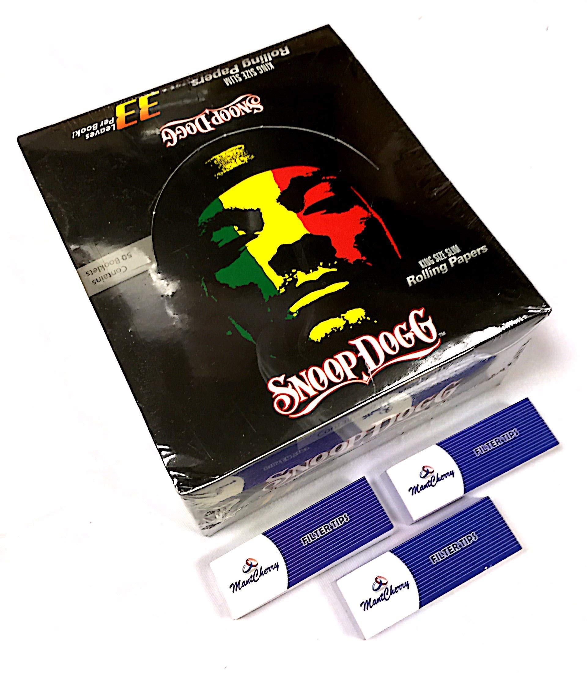 MONTCHERRY Brand Exclusive 2 Tips and Snoop Dogg King Size Slim Rolling Papers - 50 BOOKLETS Combo Deal by Trendz