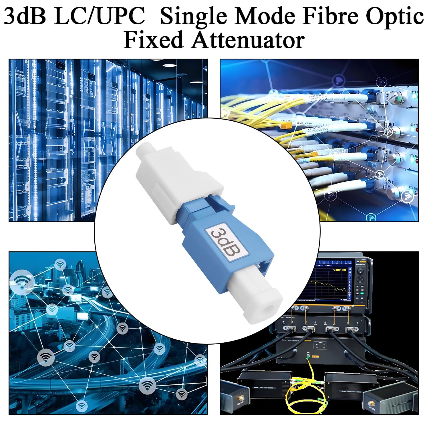 QIANRENON 5dB LC Singola modalità Fibra Ottica Attenuatore Fisso LC/UPC Maschio a Femmina Attenuatore Ottico Fisso Adattatore Lc-UPC Fixed Attenuator Valore di Attenuazione 5dB±0,5 per reti in fibra