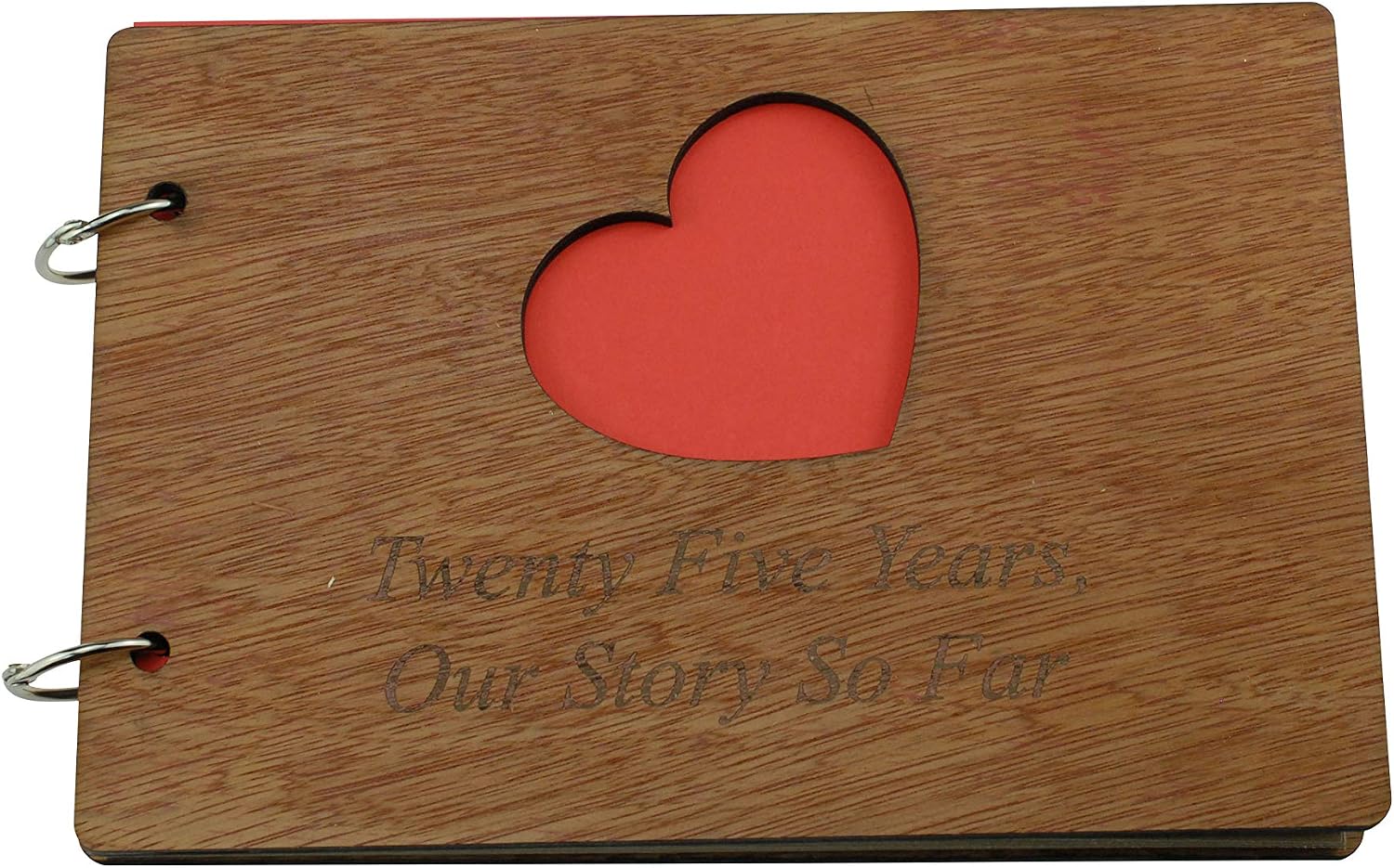 25th Anniversary Scrapbook – "25 Years Our Story So Far" Wooden Cover Memory Book – Photo Album or Notebook – A5 Size with Recycled Paper