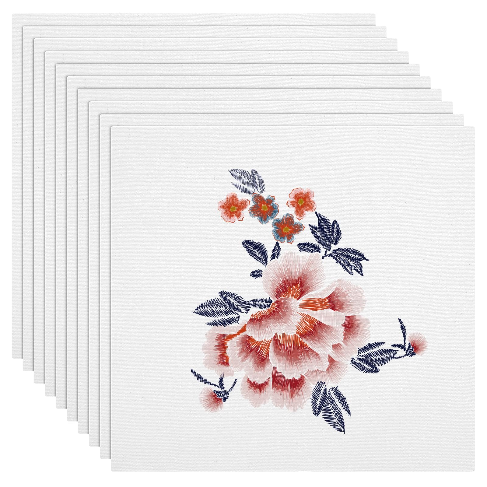 6 Pièces Tissus à Broder En Coton 30 X 30 Cm Avec 5 Stylos à