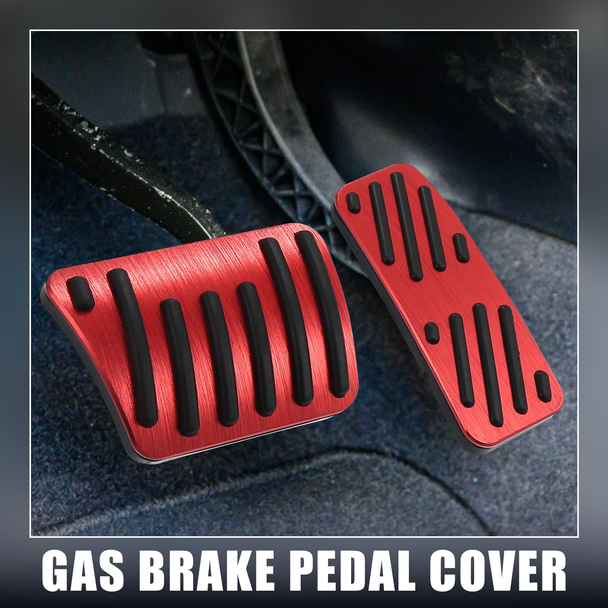 X AUTOHAUX 1set Brake Pedal Pad Gas Accelerator Pedal Cover for Jeep Cherokee 2016-2021 Red