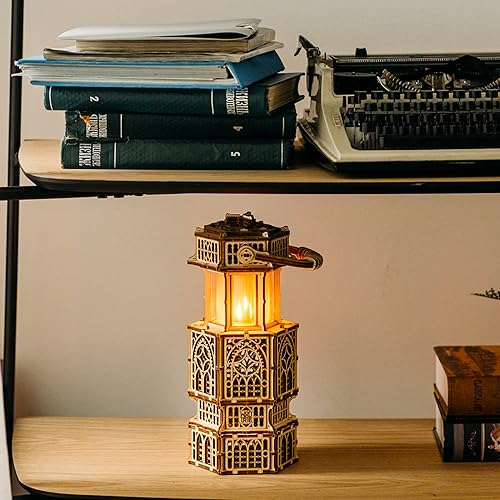 Miniatura 3 de Wood Trick Rompecabezas de madera 3D luminoso con linterna antigua para adultos, iluminación de 2 modos, proyecto de ingeniería de bricolaje,