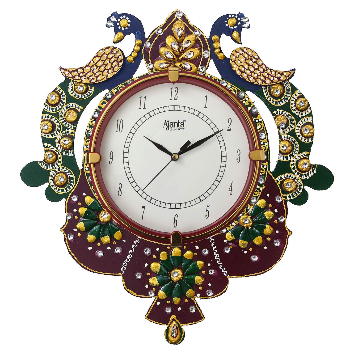 CIRCADIAN Ajanta Peacock Design Analog Wall Clock for Home Décor Living Room Hall Office Bedroom Fancy Stylish Antique Wooden Watch Hand Made Multi Colour 35 X 33 Cm Pack of 1 (B089LQXGBW) Amazon Price History, Amazon Price Tracker