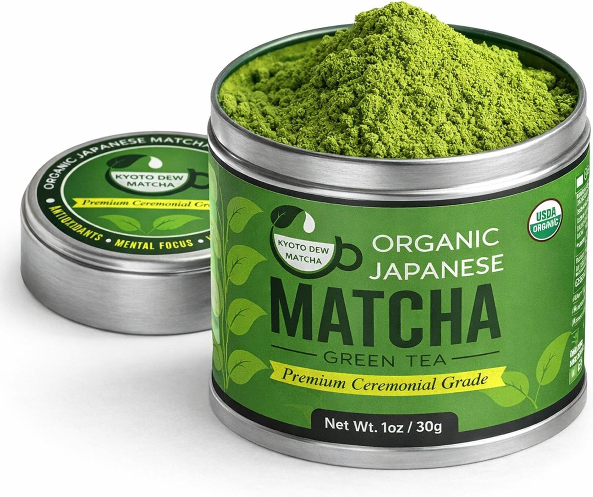 Kyoto Dew Matcha - Ceremonial Blend – Authentic Japanese First Harvest - USDA & JAS Organic Ceremonial Grade Matcha Green Tea Powder from Uji, Kyoto (30g / 1oz)