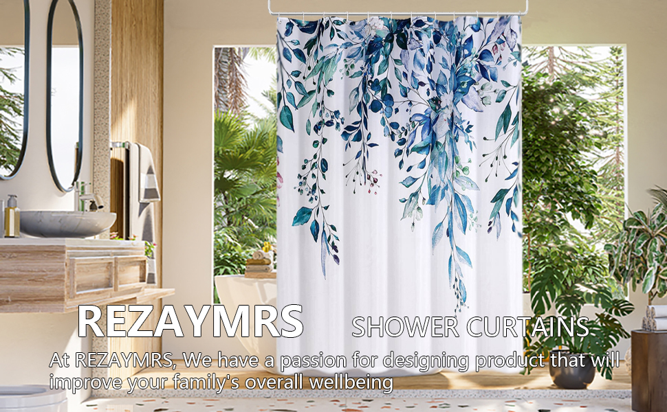 Blumen-Duschvorhang 183x183 Cm – Wasserdicht, Mit 12 Haken