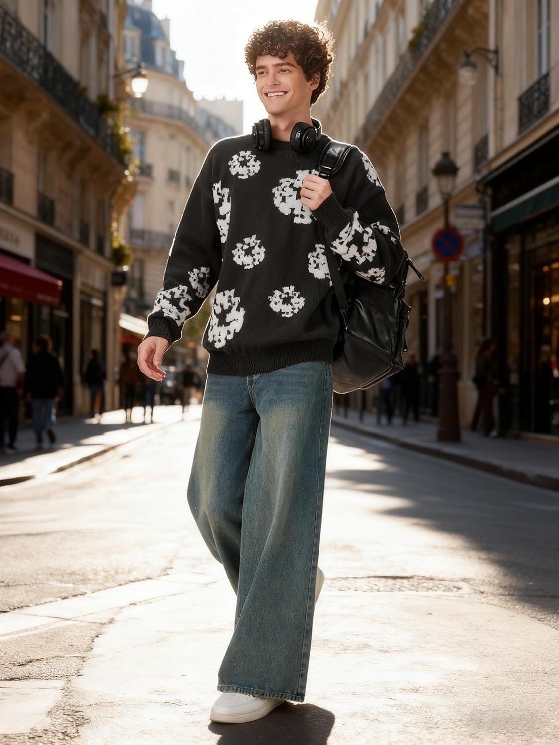 ZAFUL Oversized Mens Sweater Graphic Casual Crewneck Pullover for Y2K Vintage Streetwear Long Sleeve Aesthetic Knitwear - Image 6