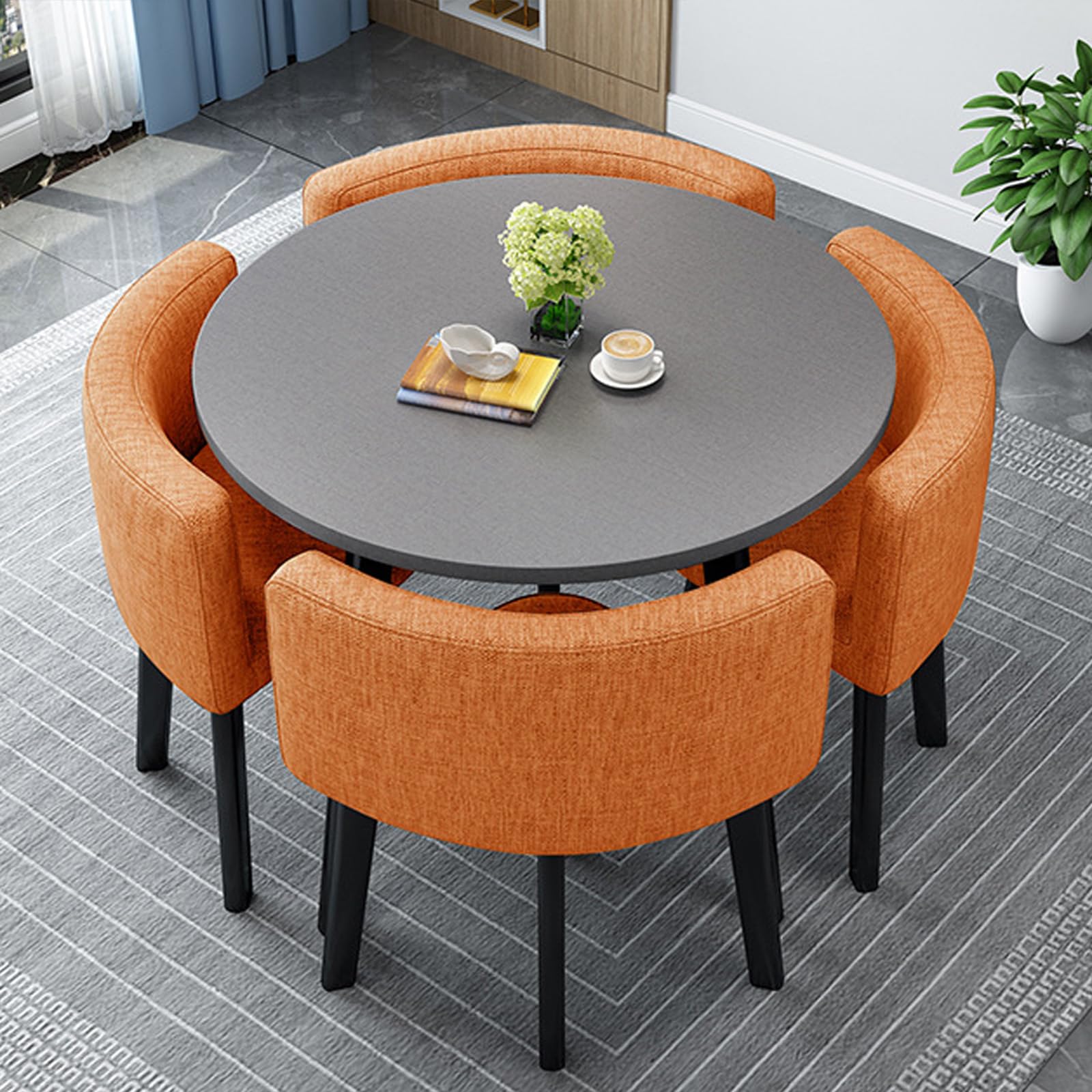 Table de conférence Ronde pour Petites salles de réunion - Mobilier de Bureau Simple avec chaises - Idéal pour Les espaces collaboratifs et Les aménagements de Bureau - Design élégant et fon