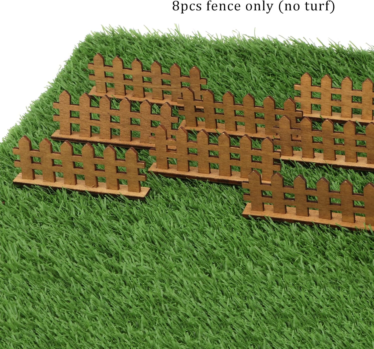 Fairy Garden Fence 8PCS Miniature Wood Fences Village Landscape Accessories Wooden Decorative Picket Fence Building Model Street Landscaping Garden Scenery (Woody)