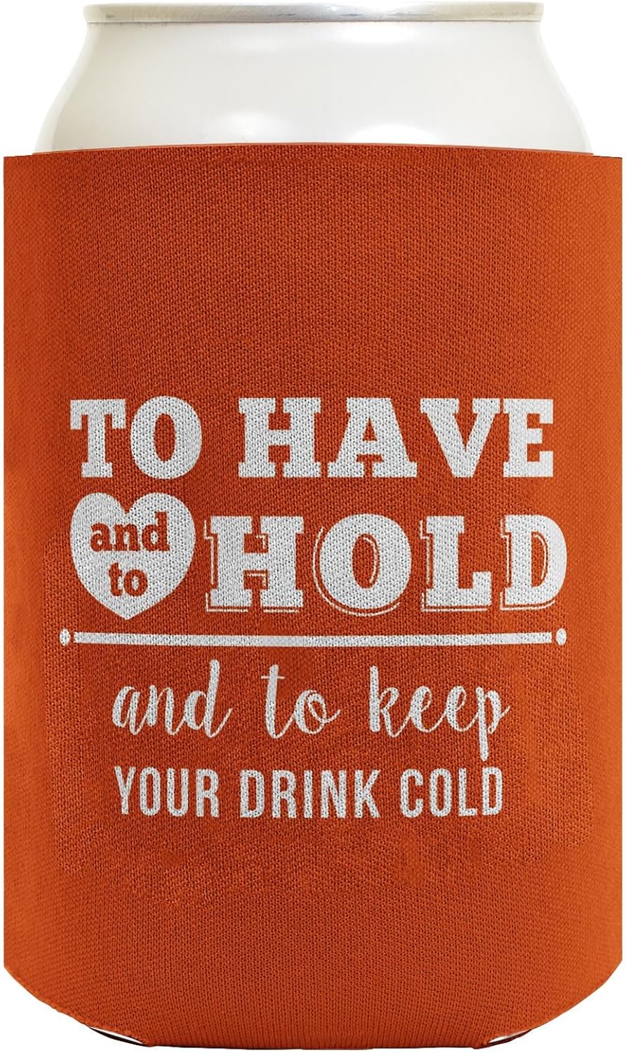 Wedding Guest Gifts Have Hold Keep Drink Cold Names & Date 48-Pack Personalized Drink Can Coolers Burnt Orange