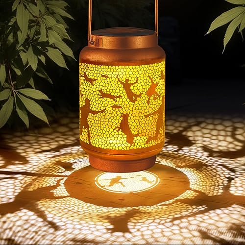 Miniatura 10 de Faroles solares impermeables para exteriores, regalos para mujeres, regalos para abuela, para mamá, colibrí, decoración de jardín, farol colgante