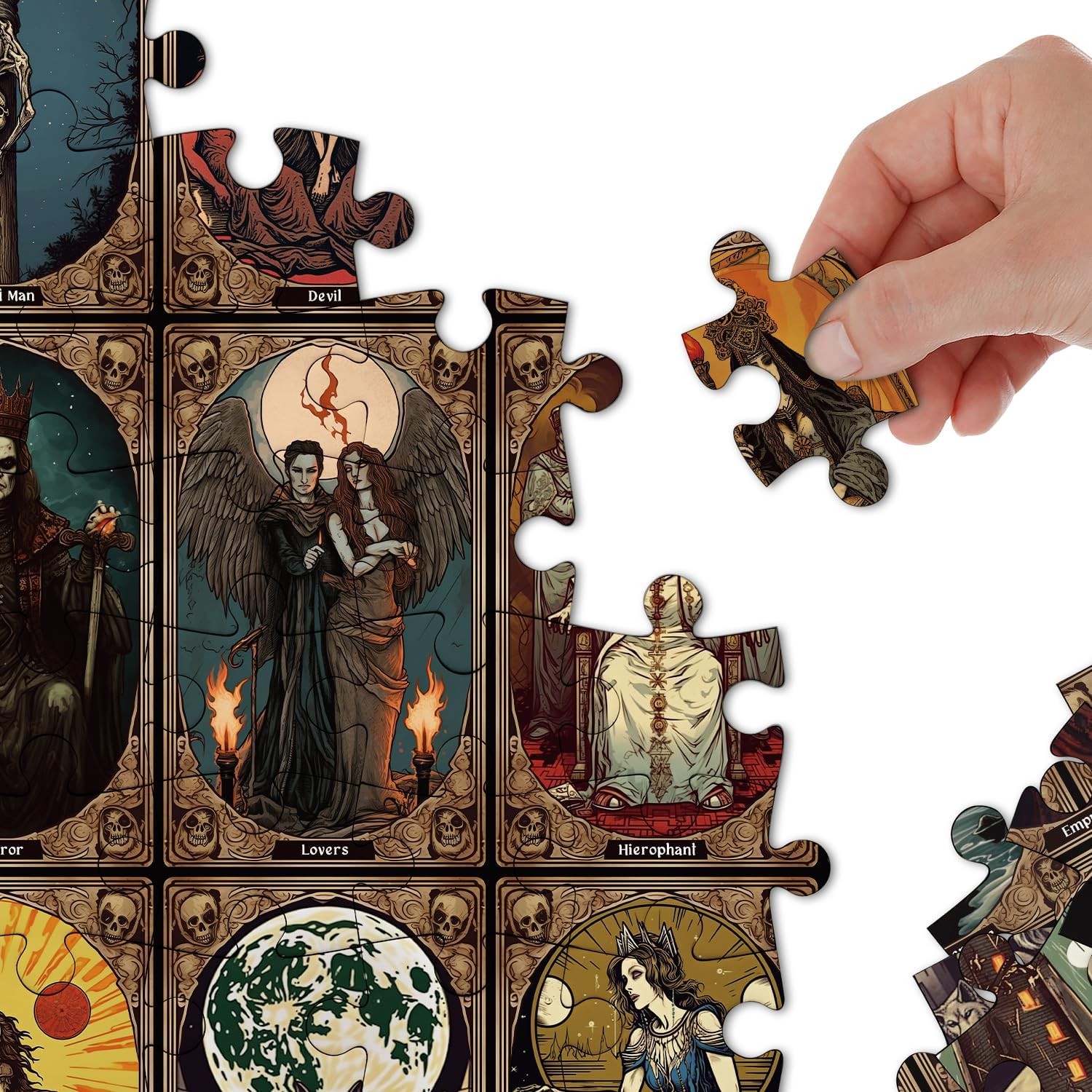 Horror Tarot Cards Puzzles for Adults 1000 Pieces and up, PICKFORU Halloween Puzzle as Horror Present, Scary Skull Puzzle as Home Decor