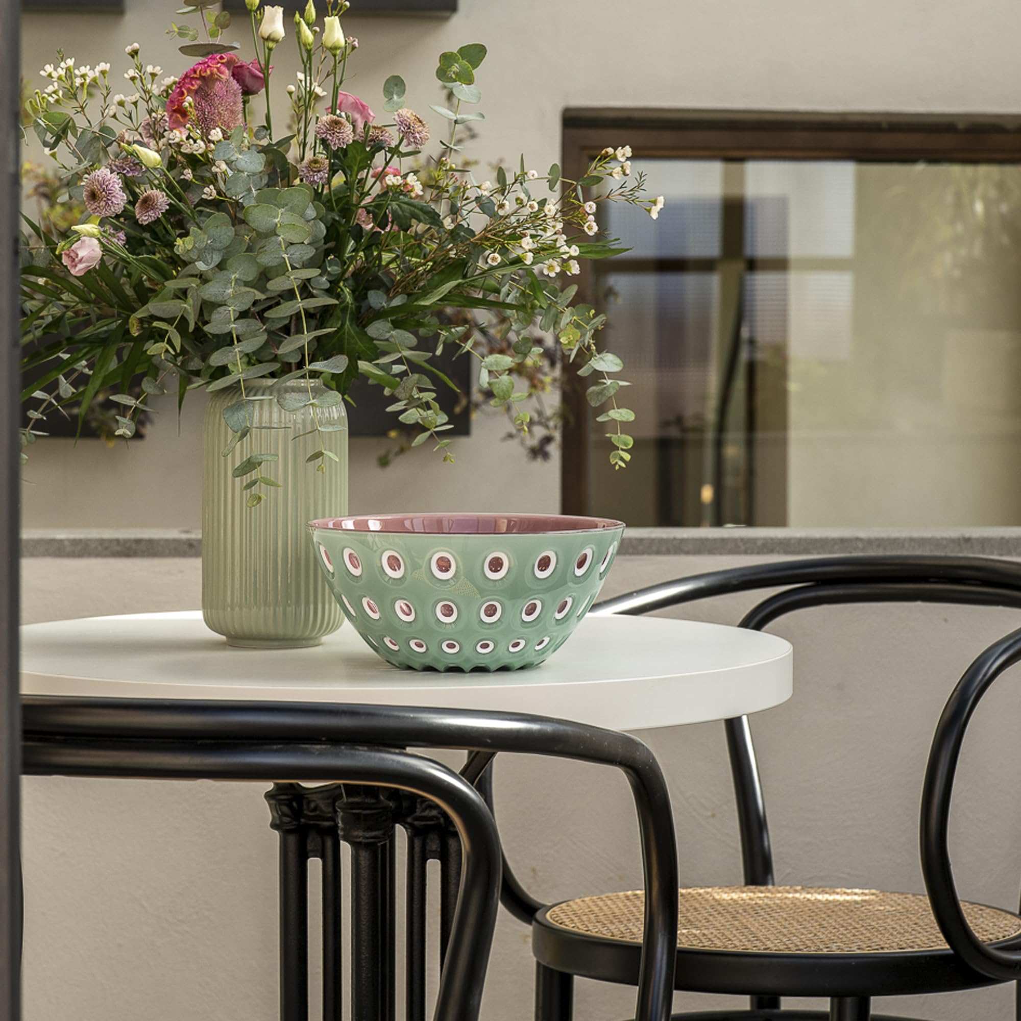 Guzzini - Contenitore 25 cm in San 'Le Murrine' (Verde Matcha- Bianco-Malva)