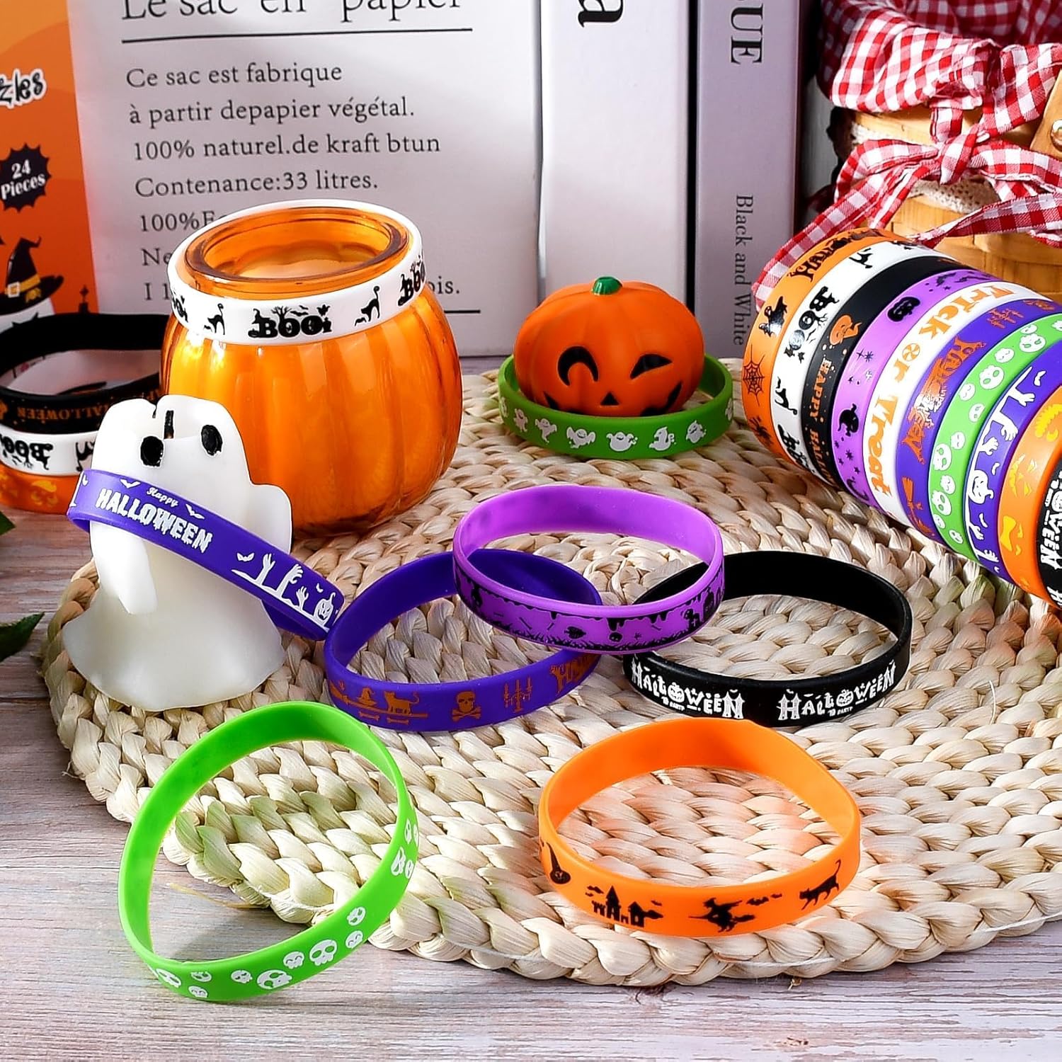 120PCS Halloween Rubber Bracelets,Silicone Wristbands for Halloween Party Favors Supplies Rubber Bracelets Bulk for Trick or Treat Gifts - Image 3