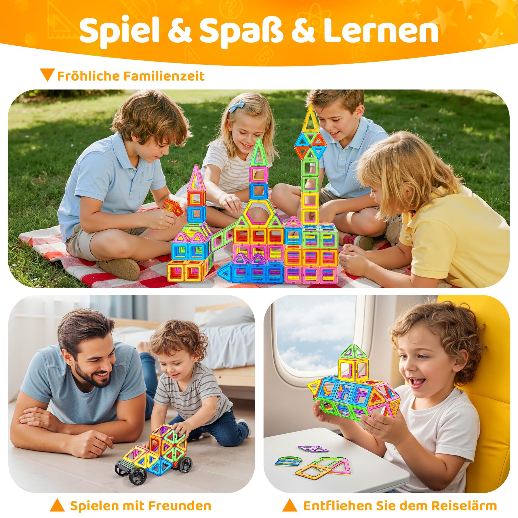 COOLJOYA Costruzioni Magnetiche 120 Pezzi, Costruzioni Magnetiche, Costruzioni per Bambini 3 Anni Magneti Bambini 3 4 5 6 7 8 Anni