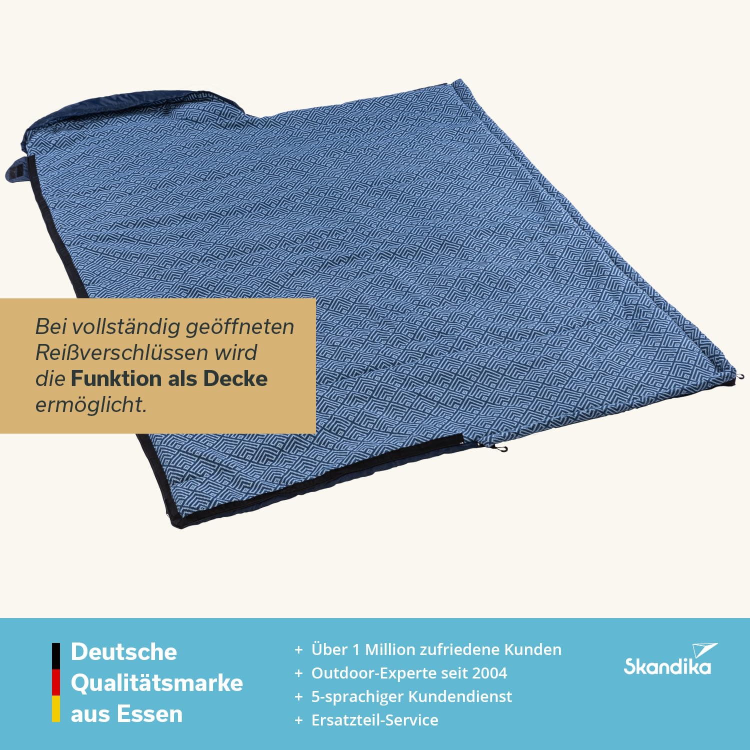 Skandika Dundee Junior Kinderschlafsack | Outdoor Camping Schlafsack für Kinder, Flanell-Innenfutter aus Baumwolle, kuschelig weich, wasserabweisend, Komfortbereich von 13 bis 3°C, 175 x 70 cm