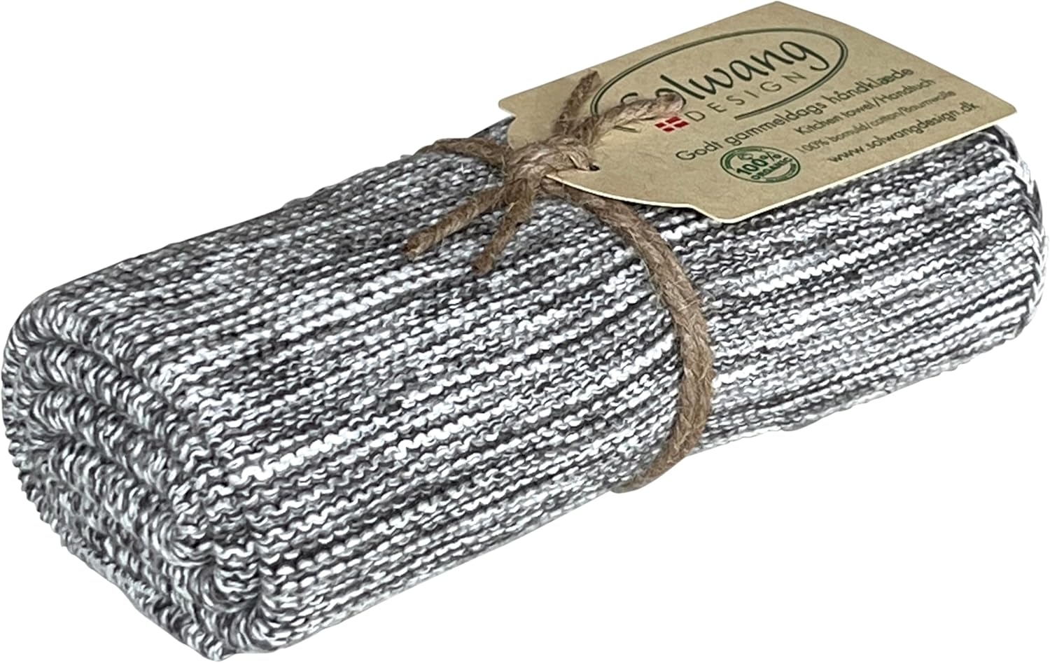 Solwang 100% Organic Cotton Kitchen Hand Towels Made in India | Danish Design (Organic Light Grey Melange)