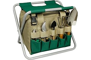 Folding Gardening Stool with Detachable Storage Tote Bag