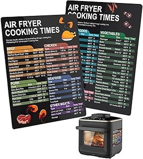 2 Pack Air Fryer Cooking Times Chart UK Air Fryer Accessories Magnetic Cheat Sheet Set Conversion Chart Cooking Times Temperature Quick Reference Guide Kitchen for Easy and Cooking Frying